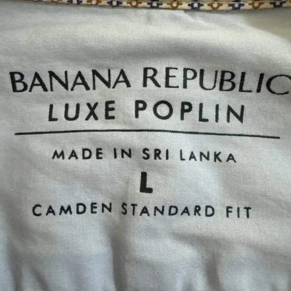 Banana Republic Luxe Poplin Shirt Mens L Gray Camden Standard Fit Button Down